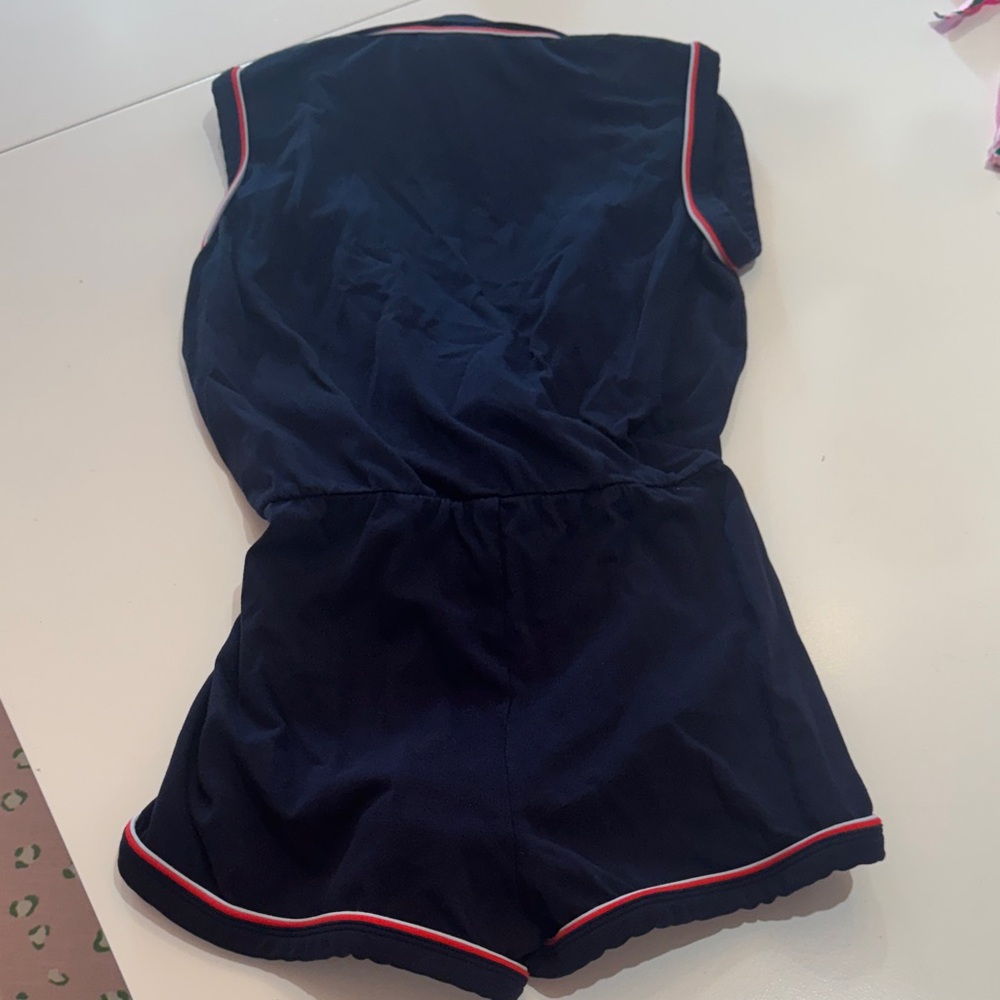 Women's Lacoste Navy Sleeveless Polo romper with Red and White Trim - Picture 5 of 6